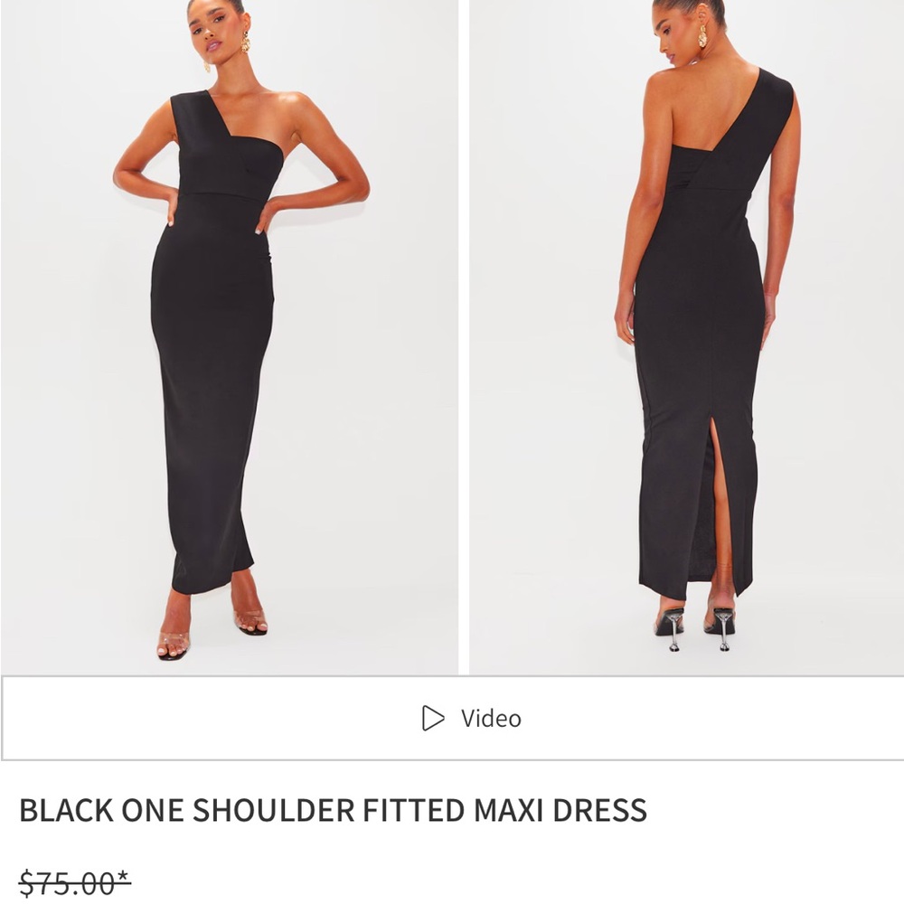 Black One Shoulder Fitted Maxi Dress